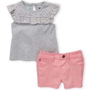 HUDSON Two-Piece Lace Flutter Top & Shorts Set-NEW